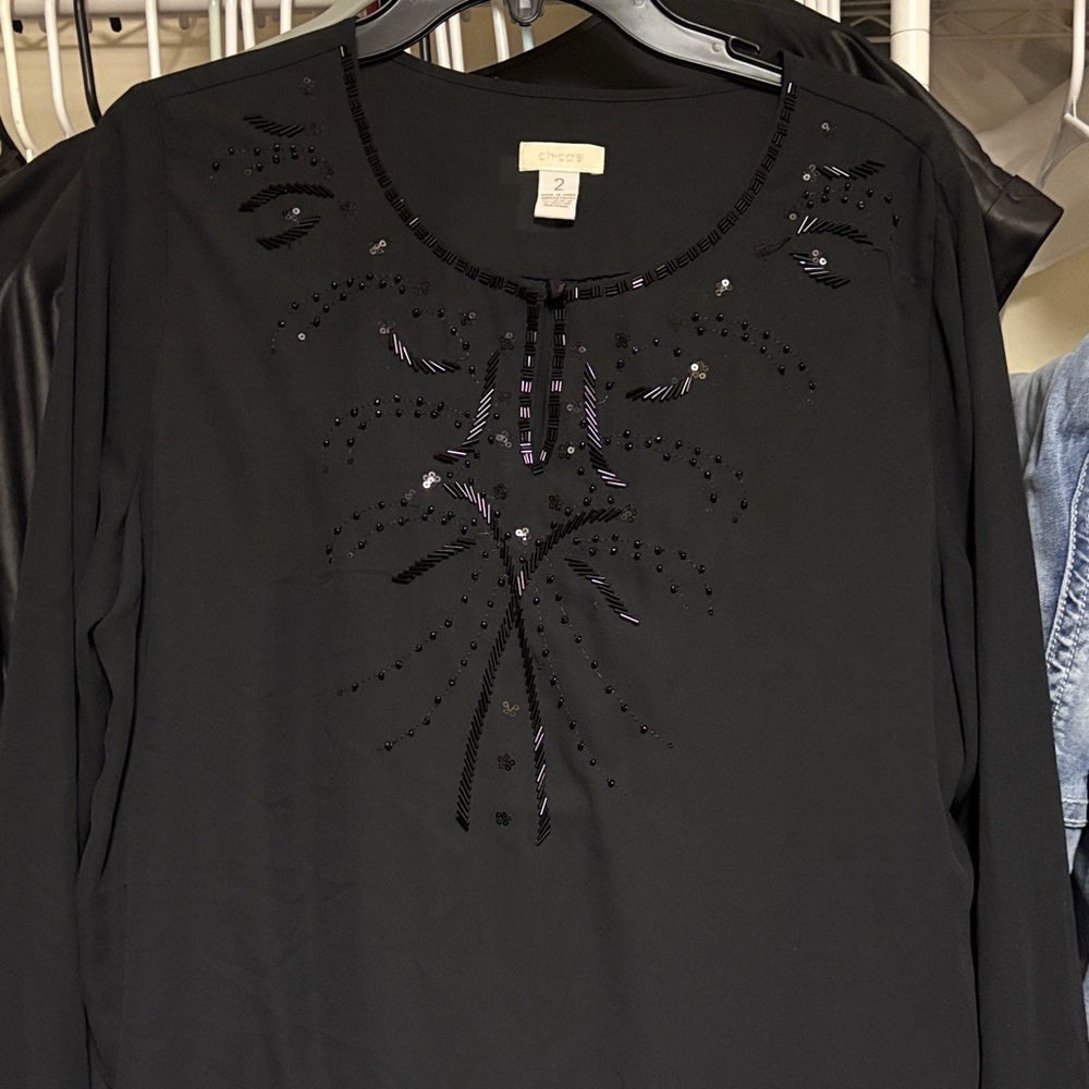 Chico's Black Embellished Blouse